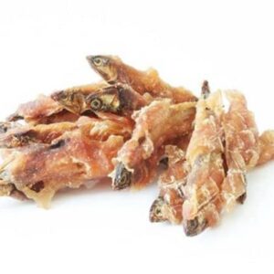 Gedroogde Visjes met Kip 100gr, 100% natuurlijk zonder toevoegingen. Heerlijke eiwitrijke snack voor honden.