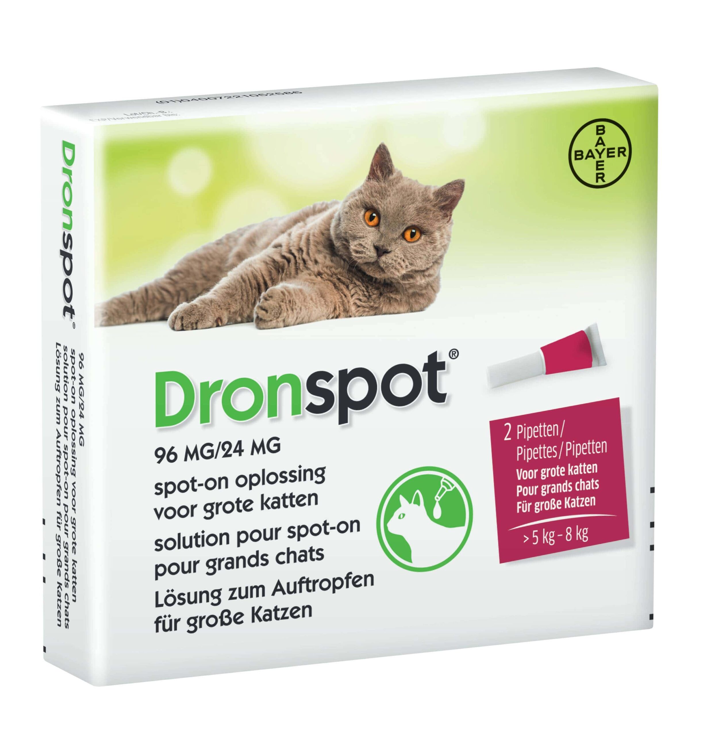 Dronspot katten ontworming 2 pipetten voor in nek. | BeestachtigGoed
