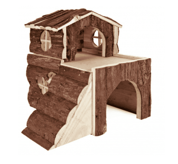 Huisje Bjork is een knaagdieren huisje gemaakt van schorshout.
