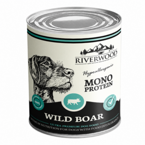 Riverwood Wildzwijn Mono Proteïne 400 g is hypoallergeen natvoer met één eiwitbron, ideaal voor honden met voedselintoleranties, maar ook honden zonder voedselproblemen kunnen dit prima eten!
