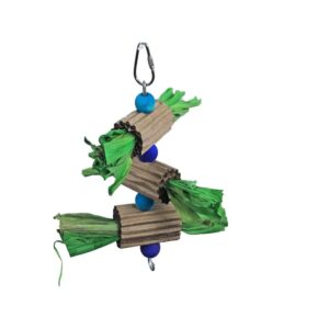 vogelspeelgoed bal hout met toffee karton, 19 cm
