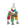 vogelspeelgoed triple dangle hout en bellen, 18 cm
