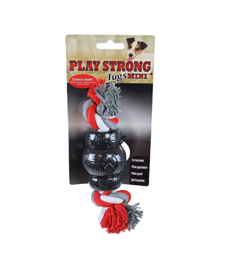 Play strong mini Tugs met flos 7cm zwart