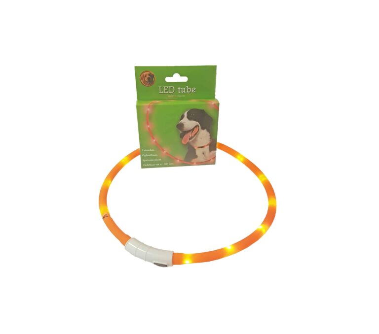 LED tube halsband verstelbaar oranje 20-70 cm, USB oplaadbaar