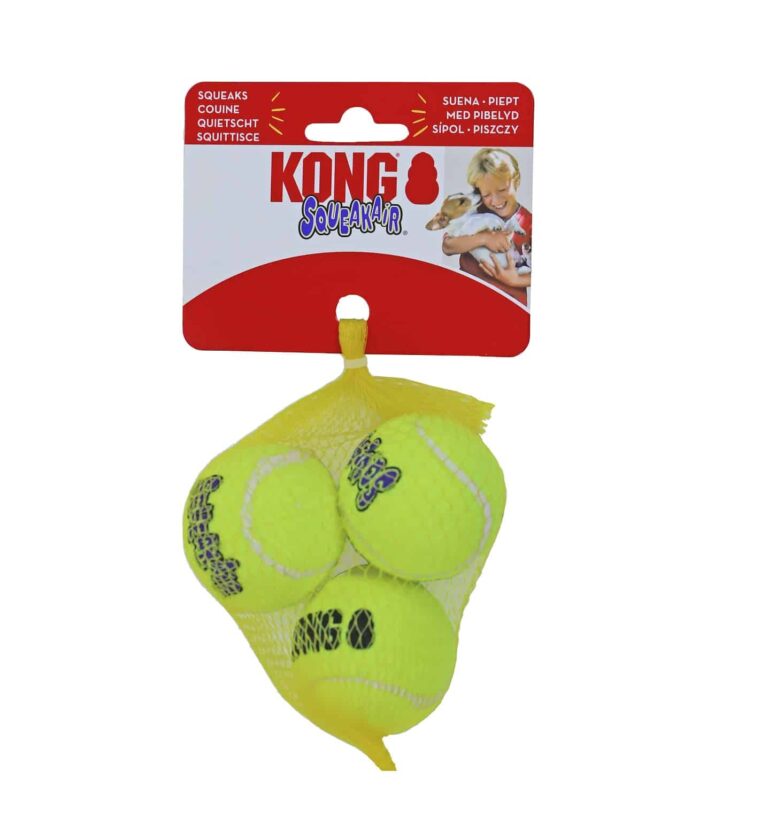 Kong Squeakair met piep small, 3 tennisballen. (Ø 5 cm)