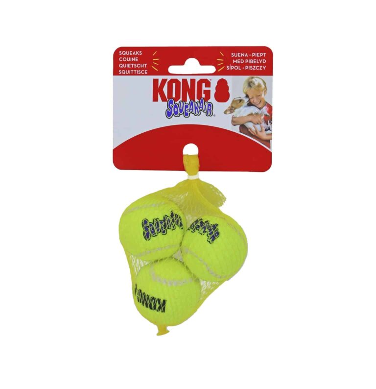 Kong Squeakair met piep X-small, 3 tennisballen.(Ø 4 cm)