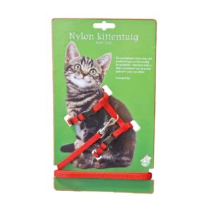 kittentuig nylon met lijn, rood