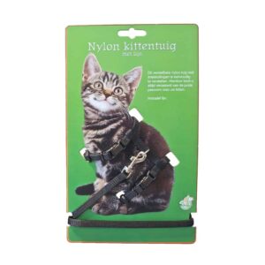 kittentuig nylon met lijn, zwart