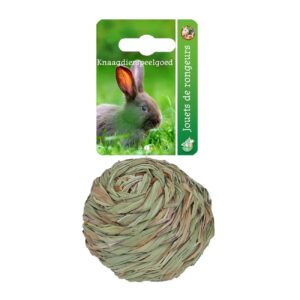Geweven grasbal met bel, 8 cm voor knaagdieren