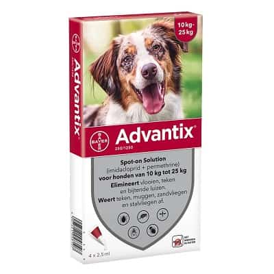Advantix Spot-On Honden 10kg tot 25kg 4 pipetten