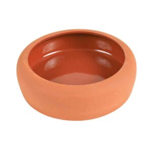 Keramische Voer/Waterbak 250ml  met afgeronde rand; verhindert het uitwerpen van voer/water