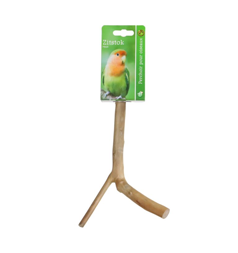 Houten zitstok vertakt + schroefdraad 20cm