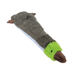 hondenspeelgoed eend plat pluche bruin/groen, 55 cm zonder piep