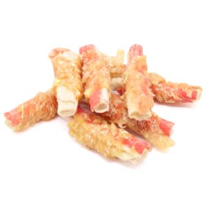 Kipkrabsticks zijn krabsticks omwikkeld met gedroogd kippenvlees.