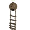 Kokosnoot met touwladder en schroefdraad voor vogels