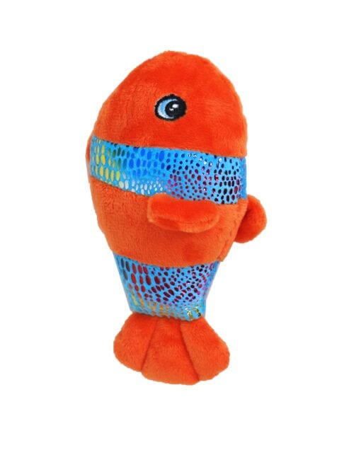 Hondenknuffel clownsvis pluche met piep oranje/glitter, 17 cm