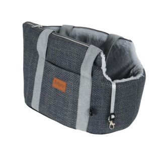 Draagtas linnenlook grijs met draagband 46cm voor kleine huisdieren