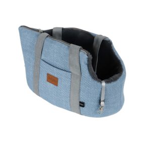 Draagtas linnenlook Pastel Blauw met draagband 46cm voor kleine huisdieren