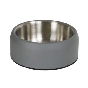 Rvs Eetbak/drinkbak dubbelwand mat grijs voor honden