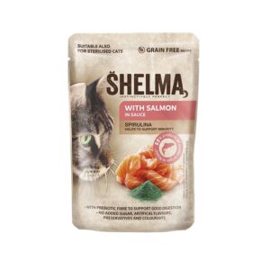 Shelma Pouch Fillets Salmon/Spirulina natvoeding voor katten
