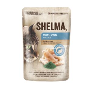 Shelma Pouch Fillets Cod/Spirulina natvoeding voor katten