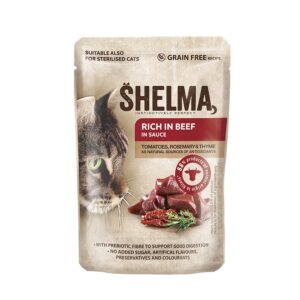 Shelma Pouch Fillets Beef/Tomatoes/Herbs Natvoeding voor de kat