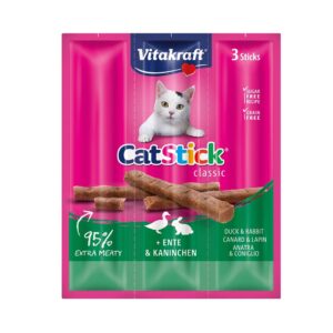 Vitakraft Cat Stick Eend en Konijn, kattensnack met hoog vlees gehalte