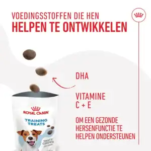 11775e72 a251 495f 8e23 b29500affada DownloadAsJpg ROYAL CANIN Training Treats zijn gezonde, caloriearme snacks voor honden vanaf 6 maanden, perfect als beloning tijdens training.