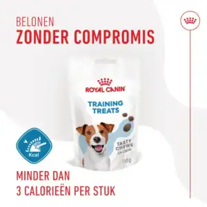 a8d1e016 0ba7 4356 a3eb b29500b02bbc DownloadAsJpg ROYAL CANIN Training Treats zijn gezonde, caloriearme snacks voor honden vanaf 6 maanden, perfect als beloning tijdens training.