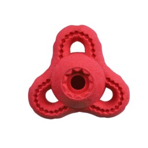 Hondenspeelgoed TPR driehoek bal drijvend rood 11 cm, met snackoptie voor extra speelplezier