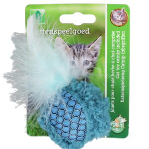 0215452 b Kattenspeelgoed Pluche Bal met Veren en catnip prikkelt het jachtinstinct en zorgt voor eindeloos speelplezier. Diverse soorten verkrijgbaar.