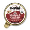 Devini Chicken and Wild Boar 85gr is een graanvrije natvoeding met kip, wild zwijn, zoete aardappel en bonen voor honden van alle leeftijden.