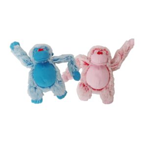 Hondenknuffel Harige Aap in roze of blauw, zacht pluche speelgoed voor uren speel- en knuffelplezier.
