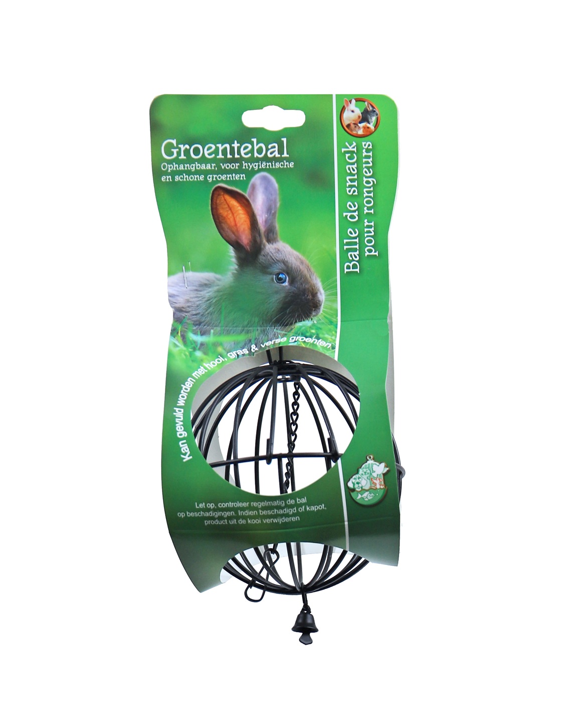 0204778 hooi of groenvoerbal metaal met bel zwart, 11 cm