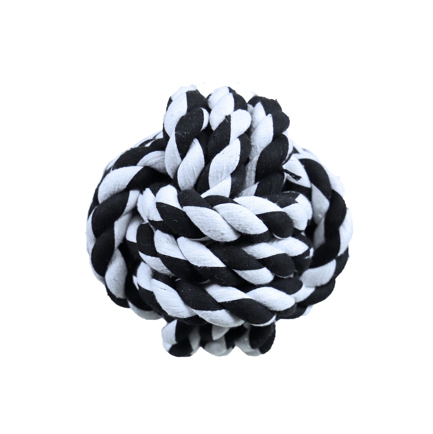 0205748 scaled 2 Hondenspeelgoed touwbal XXL katoen zwart/wit Ø 17,5 cm. Sterk en duurzaam speeltje voor grote honden, goed voor gebitsreiniging.