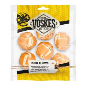 Voskes Kip Ballen, 6 runderhuid balletjes omhuld met kip. Heerlijke kauwsnack die zorgt voor langdurig kauwplezier.