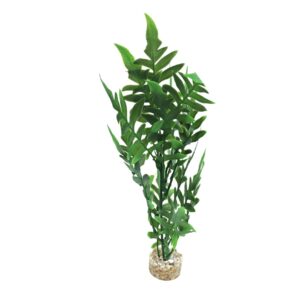Kunststofplant Bamboo Pick 18 cm met verzwaarde grindbasis, decoratief en ideaal als schuilplaats voor diverse dieren.