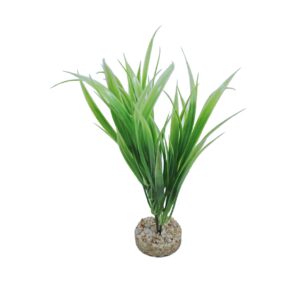 kunststofplant Sword Plant, 25cm met verzwaarde grindbasis, decoratief en ideaal als schuilplaats voor diverse dieren.