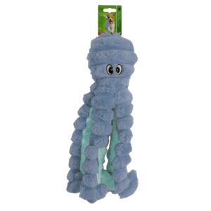 Hondenknuffel Octopus Corduroy met Piep blauw 40 cm, zacht, sterk en ideaal voor speel- en knuffelplezier.
