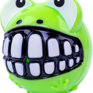 Rogz Toyz Grinz Frog Fetch Ball Lime is een stevige, grappige apporteerbal met kikkerdesign voor eindeloos speelplezier