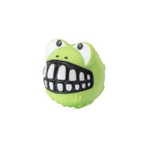 Rogz Toyz Grinz Frog Fetch Ball Lime is een stevige, grappige apporteerbal met kikkerdesign voor eindeloos speelplezier