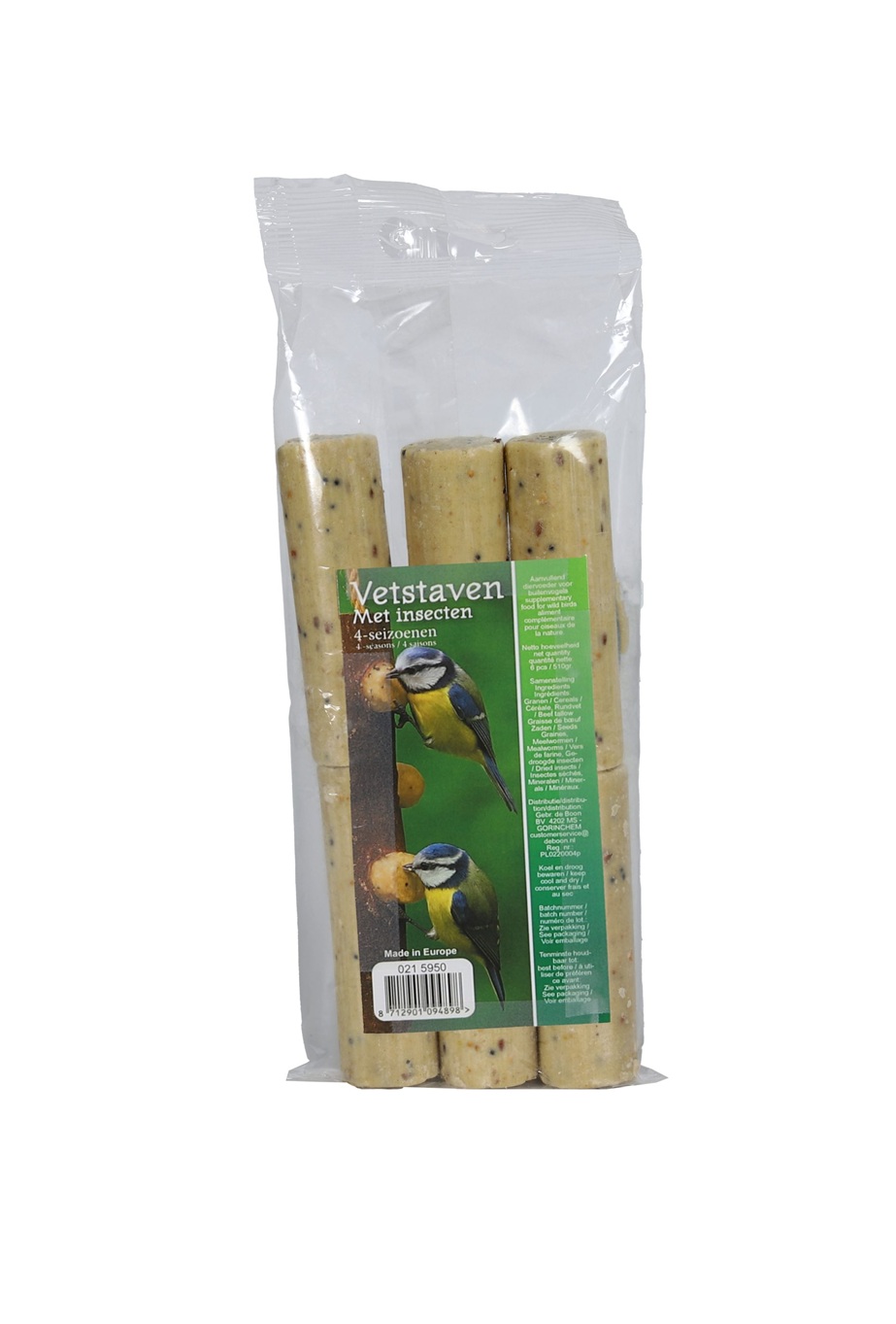 0215950 Maak kennis met onze vetstaaf met insecten! Ideaal om te voeren in alle 4 de seizoenen!