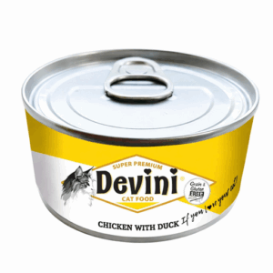 Devini Chicken and Salmon is een smakelijke natvoeding voor katten met kip en zalm, rijk aan eiwitten en omega 3-vetzuren.