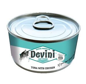 Devini Tuna and Chicken 70 gram is graanvrij natvoer met tonijn en kip, ideaal voor kieskeurige katten.