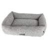 0211061 Boony lounger chenille grijs/blauw is een stijlvolle en comfortabele rustplek voor katten en honden, met zachte vulling en opstaande randen.