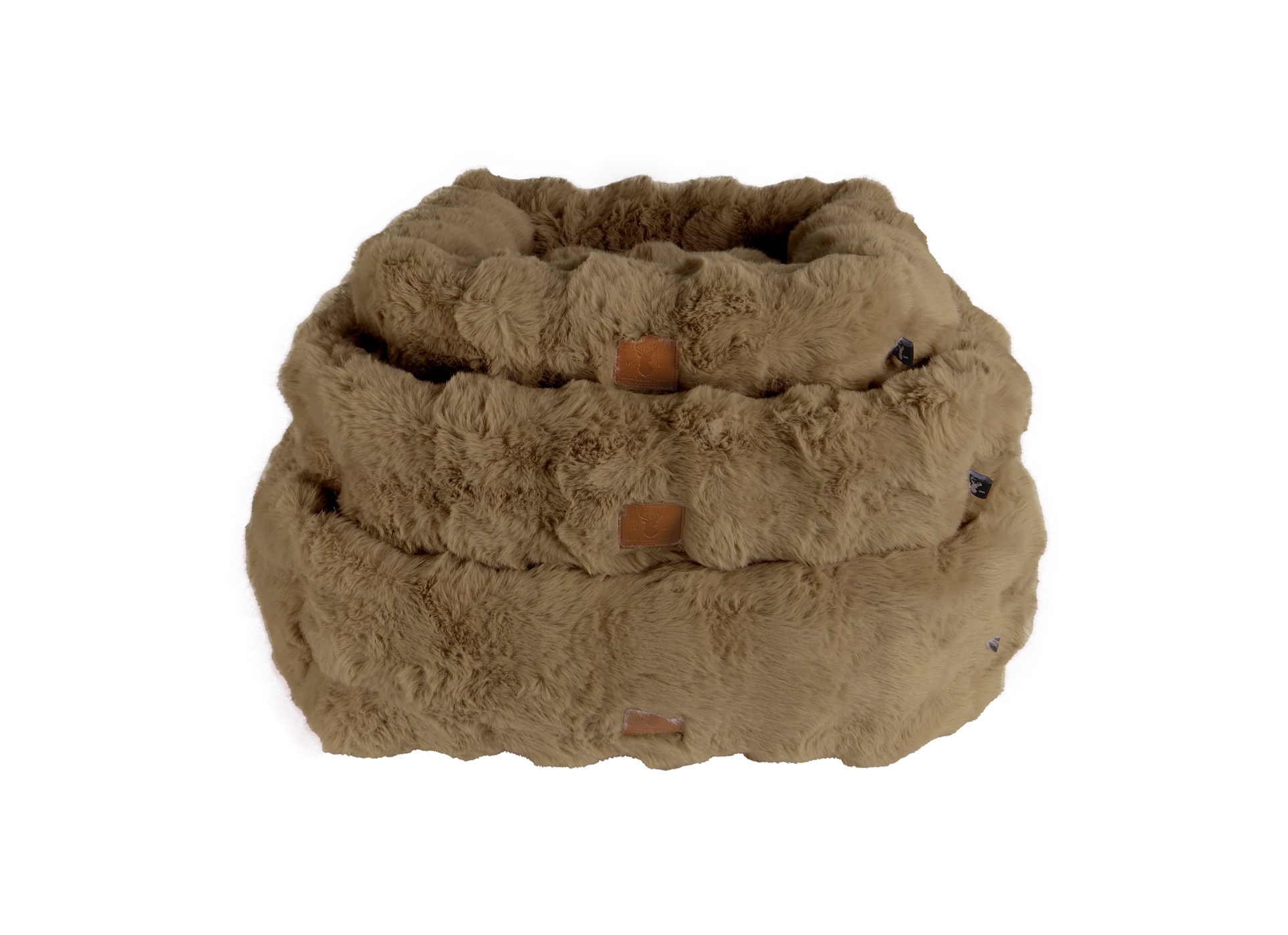 0213150 set 1 EST1941 huisdieren divan Stag Brown is een luxe rustplek voor katten en honden met zachte bekleding en een stijlvolle look.