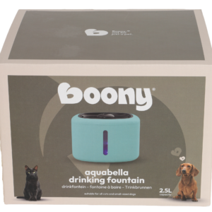 Drinkfontein Aquabella is een elektrische drinkfontein met filter en LED-verlichting, wat zorgt voor altijd fris drinkwater voor katten en kleine honden.