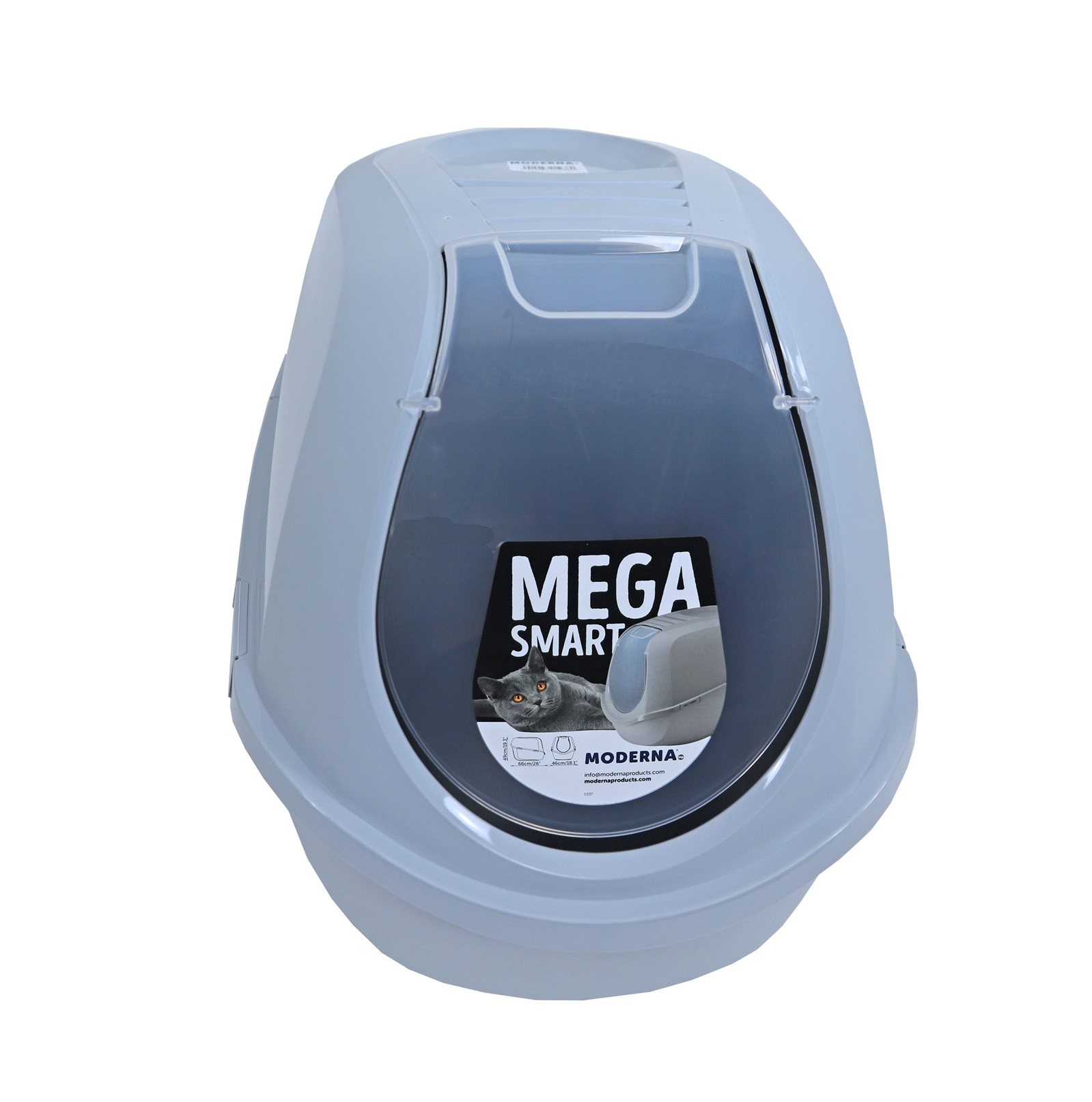 0216766 b scaled 1 Moderna Kattenbak Mega Smart recycled titanium grey. Extra ruim, met filter en privacydeur voor grote of meerdere katten.