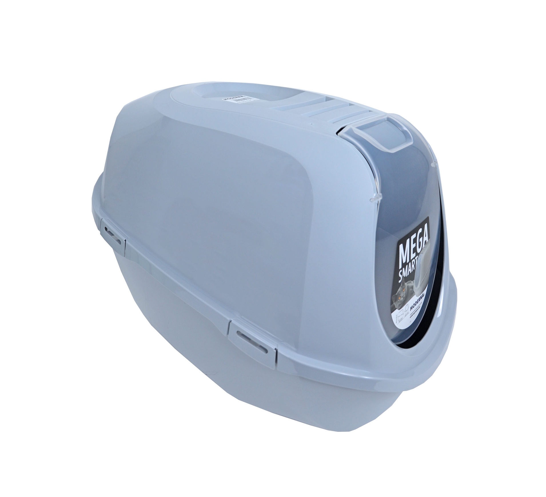 0216766 scaled 1 Moderna Kattenbak Mega Smart recycled titanium grey. Extra ruim, met filter en privacydeur voor grote of meerdere katten.