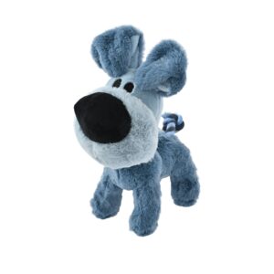 Hondenknuffel Woezel Pluche Staand + Piep 30cm met pieper en flosstaart voor speelplezier én gebitsverzorging.